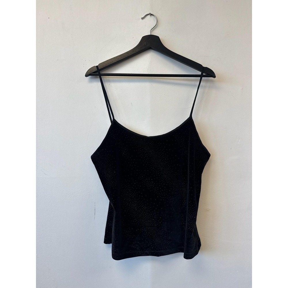 Gilligan & O'Malley Shirt Womens Medium Black Velvet Spaghetti Strap Cami Tank